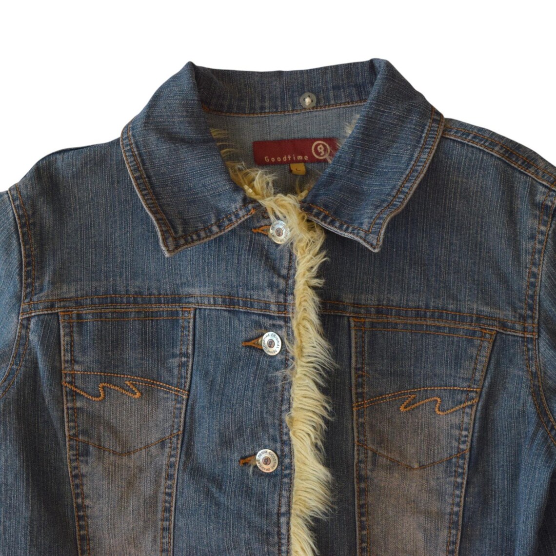 Y2K Stonewashed Denim Trucker Jacket Size Medium, Foto 2 von 5