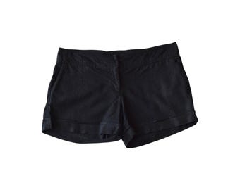 Y2K Schwarze Leinenmischung Shorts Medium Minimalist Tailliert