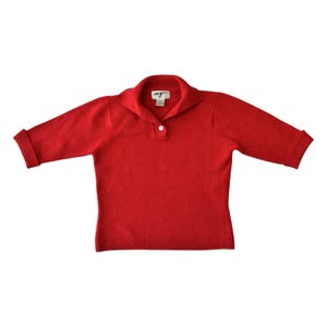 Suéter tipo polo de punto rojo retro de los años 80, talla extra pequeña