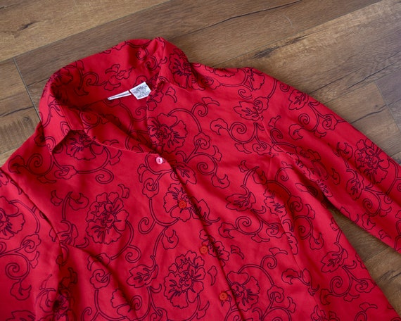 red and black floral blouse plus size 20w - image 2