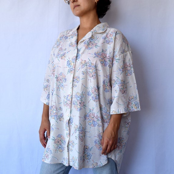 90s pastel floral shirt plus size - image 7