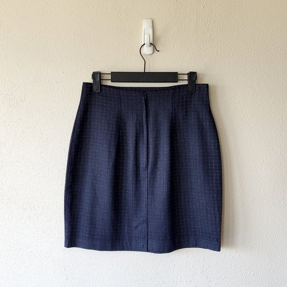 Classic 90s Navy Blue Plaid Mini Skirt - Vintage … - image 5