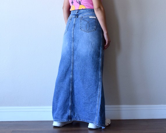 1990s Calvin Klein Maxi Denim Skirt Vintage y2k | Etsy