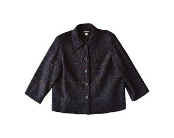 Sag Harbor Speckled Tweed Jacket Purple Button Front 18W