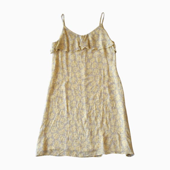 Giorgio Armani, Vintage 90s Giorgio Armani Yellow Floral Silk Slip Dress Size 8