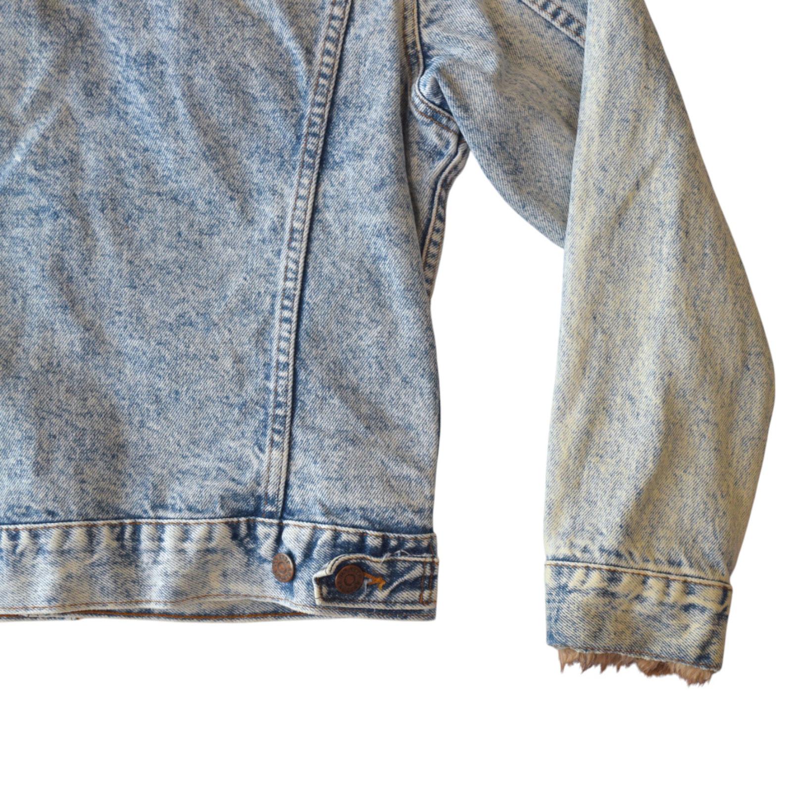 Vintage 90s Arizona Jean Co Denim Jacket With Faux Fur Cuffs Made