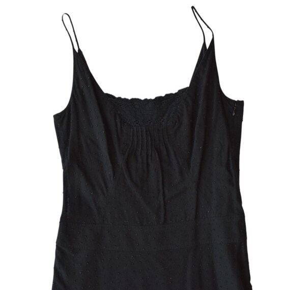 J Crew Black Cotton Slip Dress Size 4 Lace Trim Spaghetti Strap