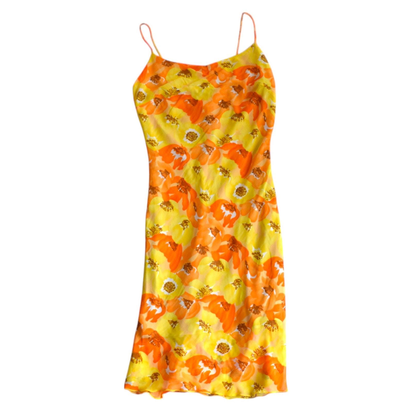 open lace back dress Yellow & Pink Floral Mini Dress – Summer Spaghetti Strap Sundress main image 0
