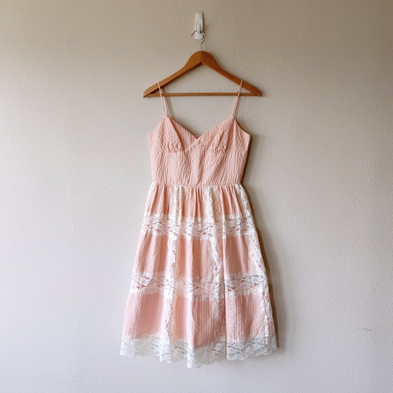 Vintage Betsey Johnson Flowy Peachy Pink and Flor… - image 1