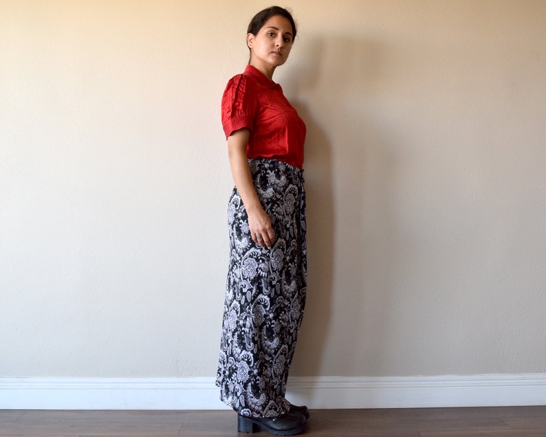90s Paisley Skirt Chiffon Maxi Skirt Size Large