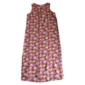 Vintage Gap Floral Hawaiian 100% Linen Summer Sleeveless Maxi Dress Size Medium