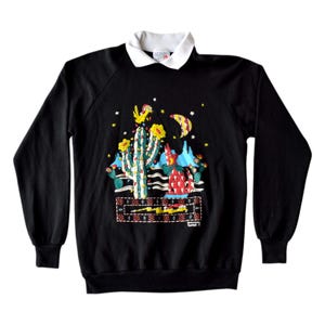 Vintage Southwest Desert Cactus Coyote Graphic L Sweatshirt