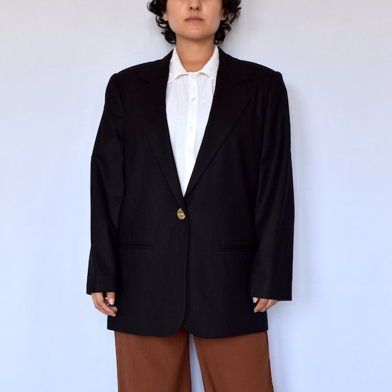 vintage wool black blazer women petite size 10 - image 1