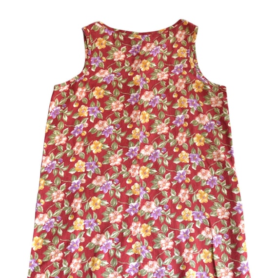 Vintage GAP Floral Linen Maxi Dress Red Sleeveless Size M Vintage GAP Floral Linen Maxi Dress Red Sleeveless Size M
