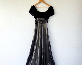 Vintage 90s Empire Waist Evening Maxi Dress - Elegant Formal Wear
