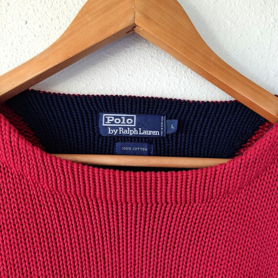 Polo by Ralph Lauren red cotton knit oversized sw… - image 4