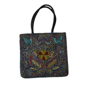 Vintage Floral Evening Purse with Beads and Sequins