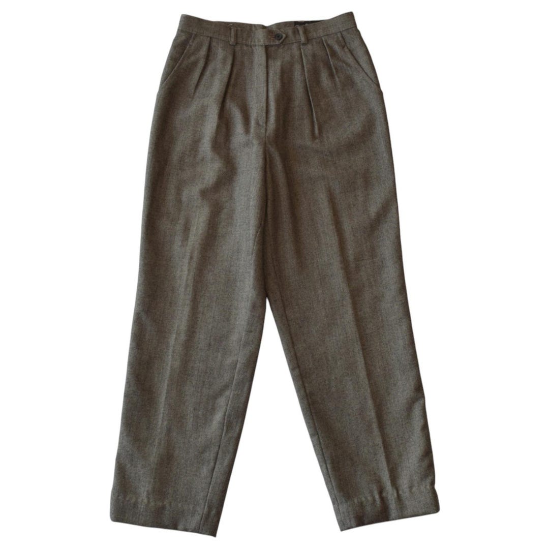 Black Wool Tapered Cropped Trouser