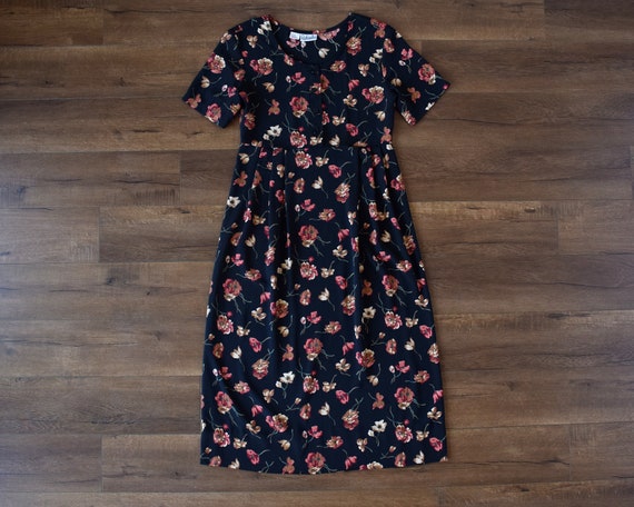 90s boho grunge shirtwaist floral shirt dress siz… - image 5