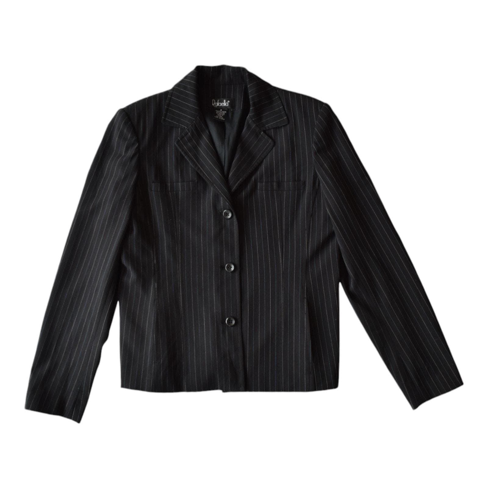 90s Black Pinstripe Blazer - Size 8, Business Casual Style