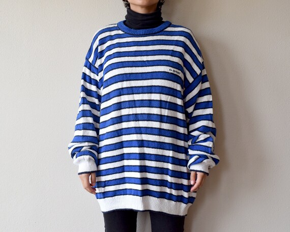 Vintage Fila Blue and White Striped Pullover Swea… - image 6