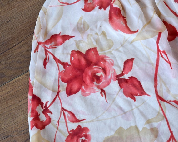 red floral chiffon sheer shorts - image 3