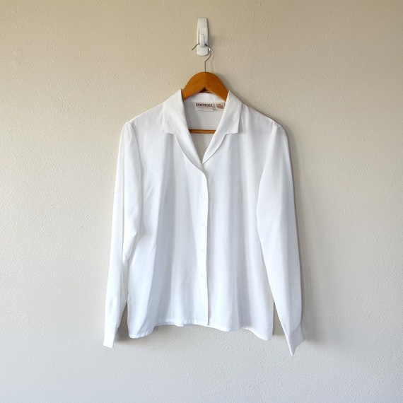 Vintage White Top - Long Sleeve Button Up Shirt - image 1