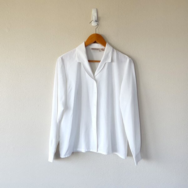 Vintage White Top - Long Sleeve Button Up Shirt