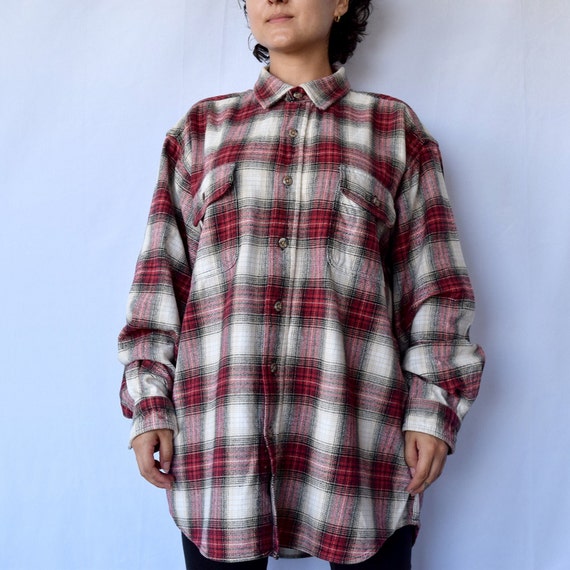 90s grunge tartan plaid flannel shirt shacket - image 8