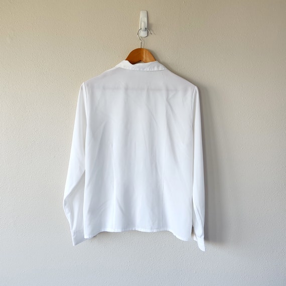 Vintage White Top - Long Sleeve Button Up Shirt - image 3
