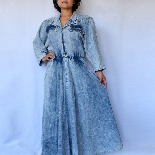 Denim Maxi Dress - Etsy