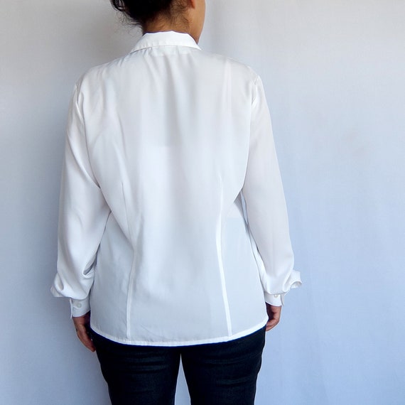 Vintage White Top - Long Sleeve Button Up Shirt - image 7