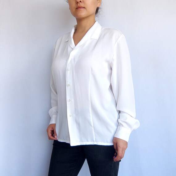 Vintage White Top - Long Sleeve Button Up Shirt - image 5