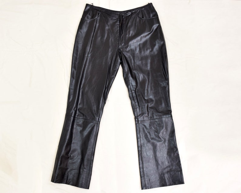 black leather jeans womens