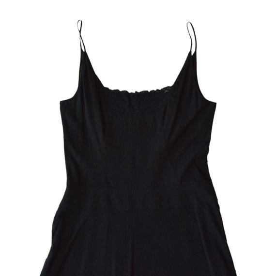 J Crew Black Cotton Slip Dress Size 4 Lace Trim Spaghetti Strap