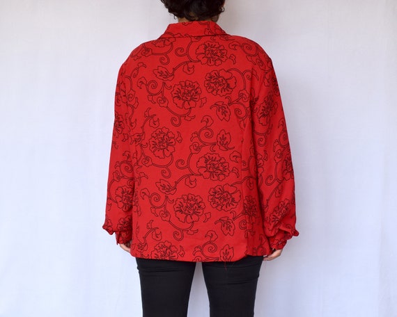 red and black floral blouse plus size 20w - image 7