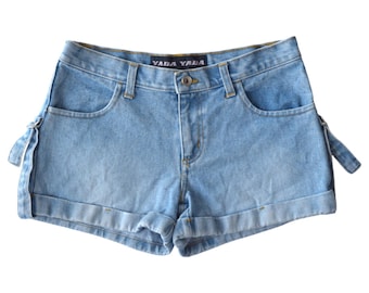 Y2K Denim Shorts Low Waisted Blue Jean Short 00s Mini Party Grunge
