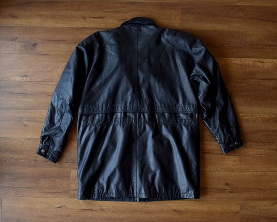 80s black leather jacket size xl - genuine leathe… - image 5