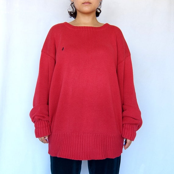 Polo by Ralph Lauren red cotton knit oversized sw… - image 6