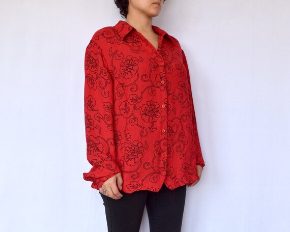 red and black floral blouse plus size 20w - image 6