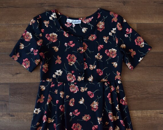 90s boho grunge shirtwaist floral shirt dress siz… - image 6