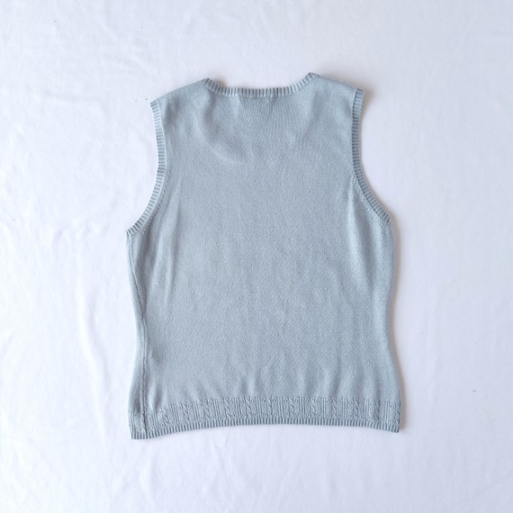 Vintage Style Pastel Blue Knit Sweater Vest - Siz… - image 5