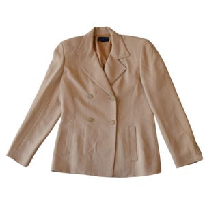 Vintage 90s Anne Klein Tan Brown Double Breasted Blazer - Size Petite