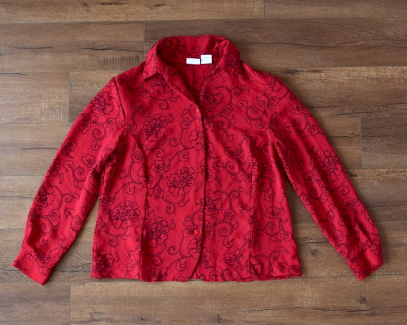 red and black floral blouse plus size 20w - image 1