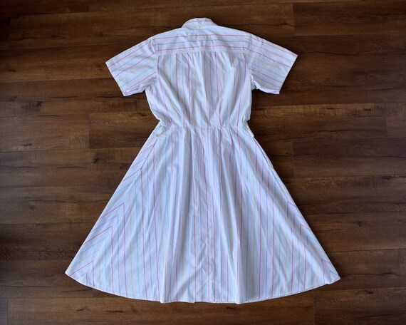 80s does 1950s shirt dress colorful striped - image 7