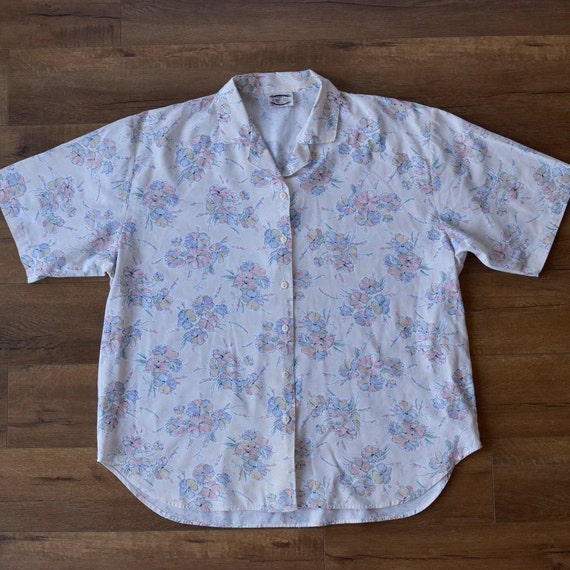 90s pastel floral shirt plus size - image 1