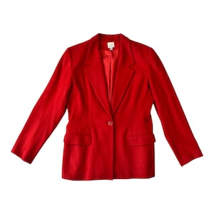 Classico blazer in misto lana rossa anni &#39;80 - Giacca invernale lunga taglia 8
