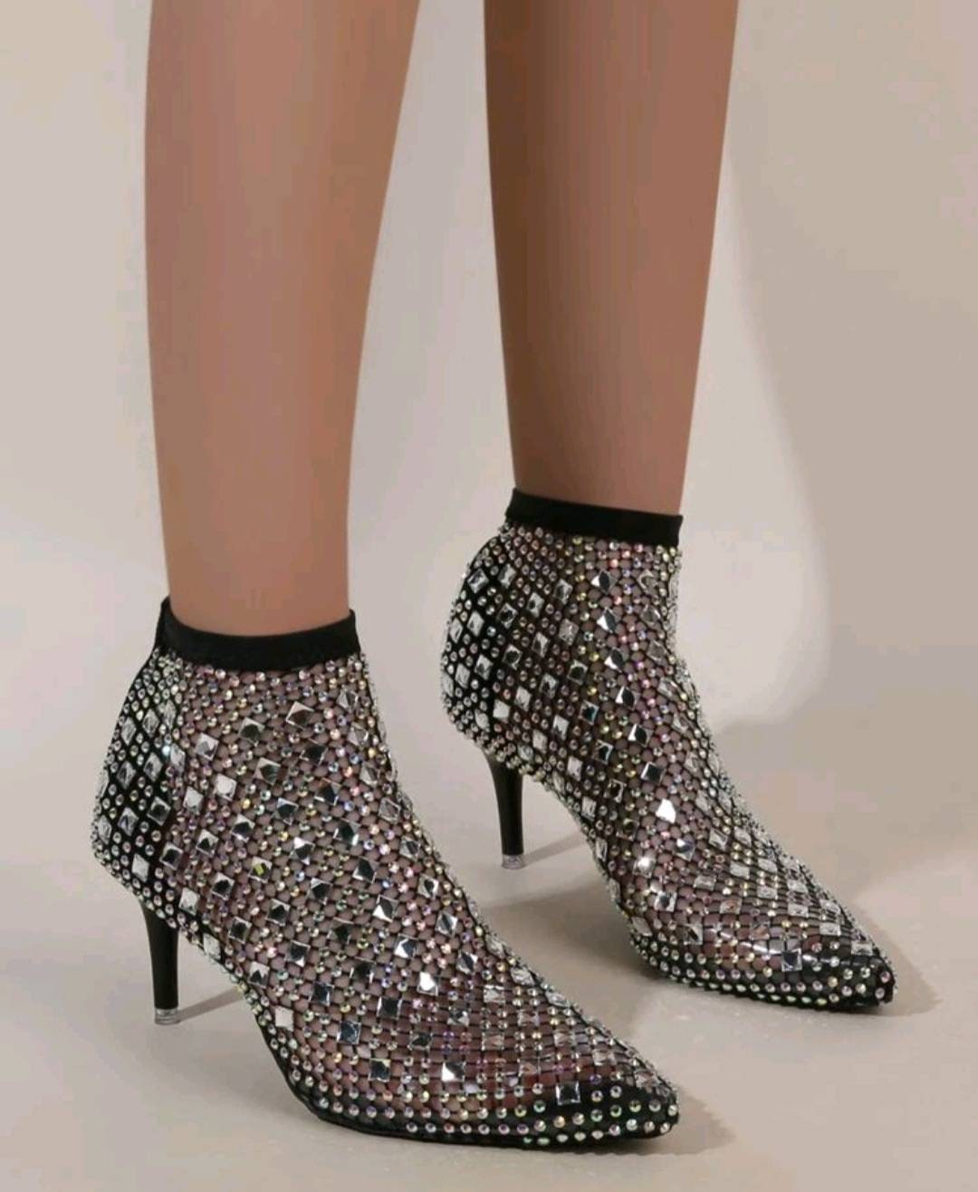 Stunning Rhinestone Mesh Ankle Boots. Etsy