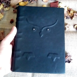 Medieval full leather journal &quot;Vitrallium - The Owl&quot;