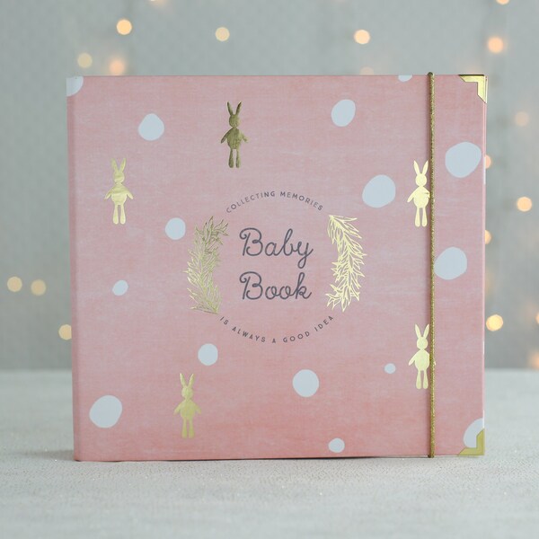 BABY MEMORY BOOK | Flamingo Pink Modern Baby Book | Baby Keepsake Book | Binder Memory Book | Journals and Albums | Baby Shower Gift